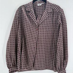 Vintage Lady Manhattan Paisley Stripe Button Front Blouse